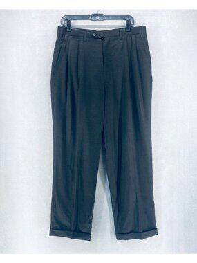 Vintage Kiton Pants Mens 34 Gray Wool Blend Pleated Trousers Napoli Italy